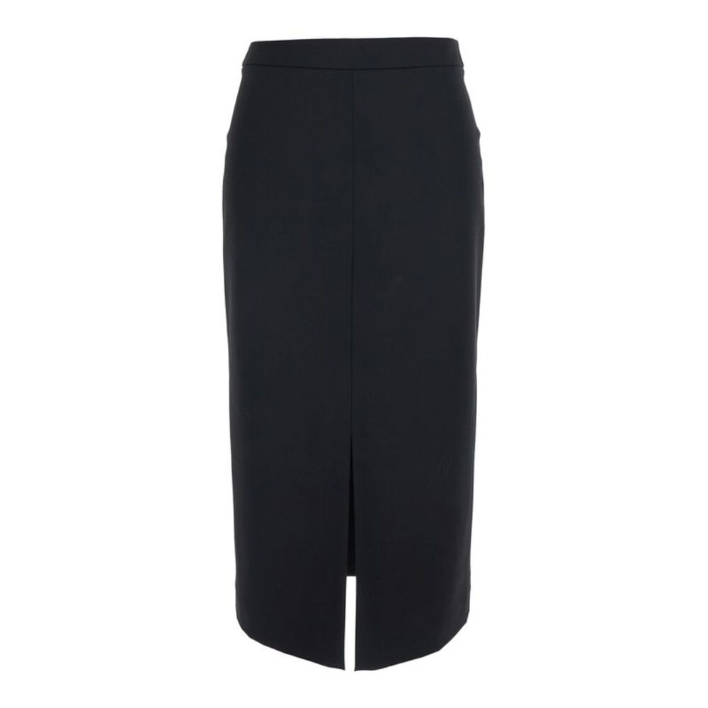 Jucca Women Black Skirt With Slit On Front And Back In Fabric And Wool Woman